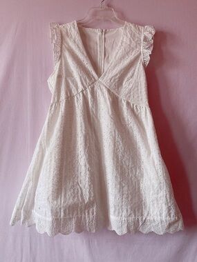 Soft White Lace Embroidered Ruffle Cottage Core Dress 🤍🌿🌾